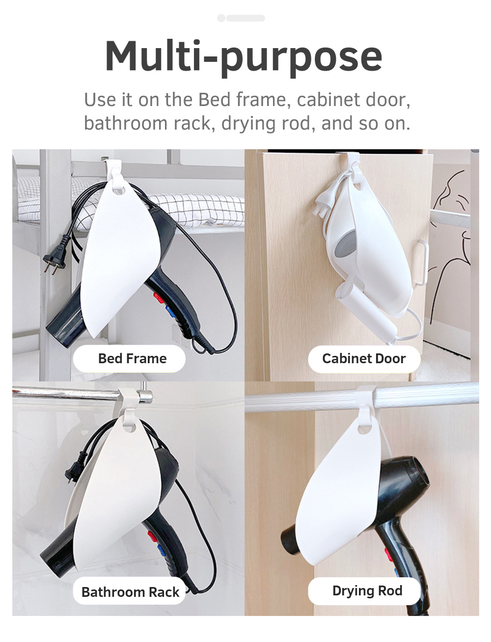 Punch-free Hair Dryer Holder Hook-7